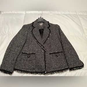 Ann Klein Black and White Tweed Blazer